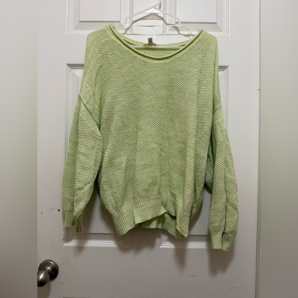 Terra & Sky Green Crew Neck Sweater Soft Knit Relaxed Fit